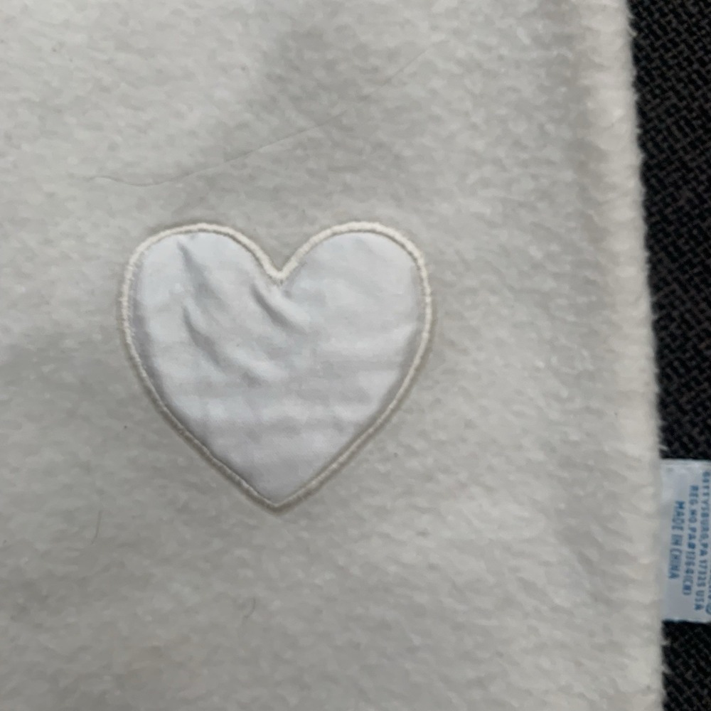 Baby Boyds Collection White Lamb Satin Trim & Heart Security Blanket/Lovey - Picture 2 of 5